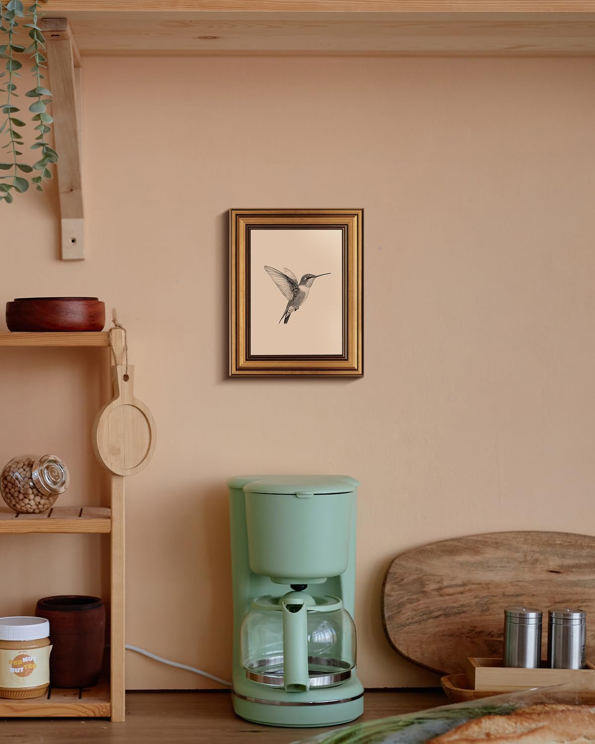 🕊️✨ Vintage Bloom Wall Art – Hummingbird Garden Frame 🌸🌿