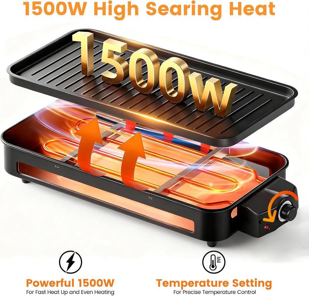 Smokeless Indoor Electric Grill – 1500W Easy Cooking