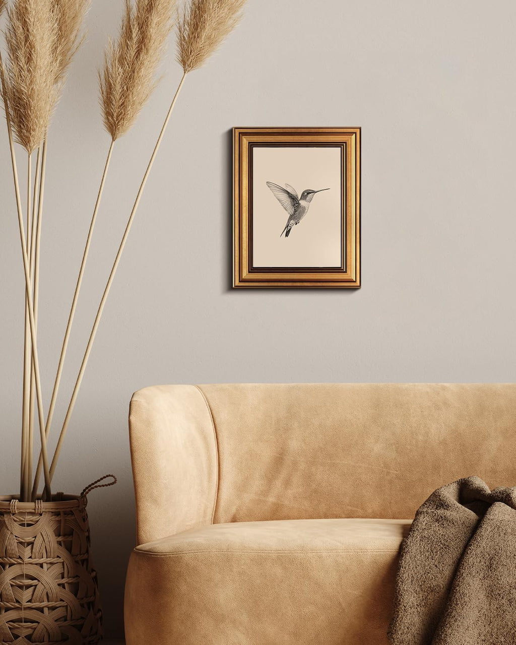 🕊️✨ Vintage Bloom Wall Art – Hummingbird Garden Frame 🌸🌿