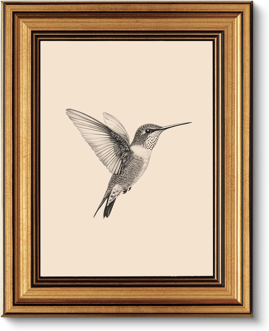 🕊️✨ Vintage Bloom Wall Art – Hummingbird Garden Frame 🌸🌿